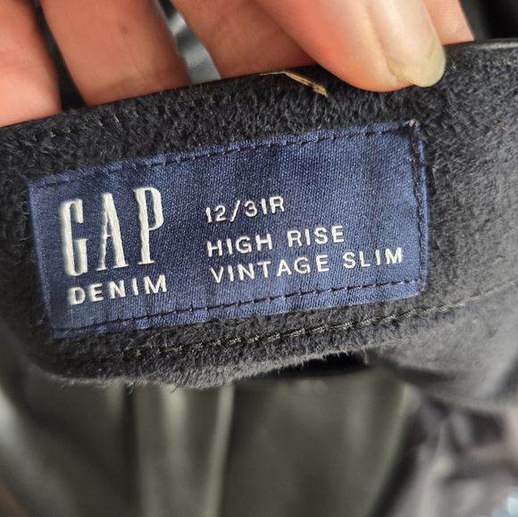 Gap black high rise vintage slim faux leather pants size 12/31R - Picture 4 of 5